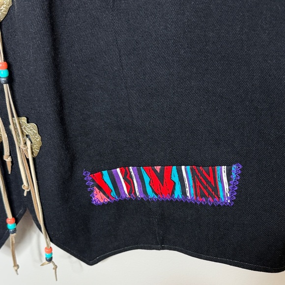 Unique Vintage-Inspired Black Vest Southwest/Aztec Inspired - Picture 7 of 12